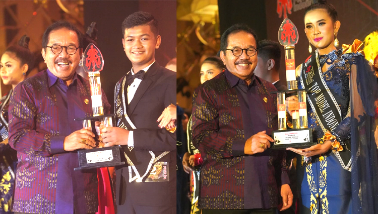Wakil Gubernur Bali, Prof. Dr. Ir. Tjokorda Oka Artha Ardana Sukawati, M.Si. saat memberikan piala kepada para juara dalam event Top Model Indonesia 2022