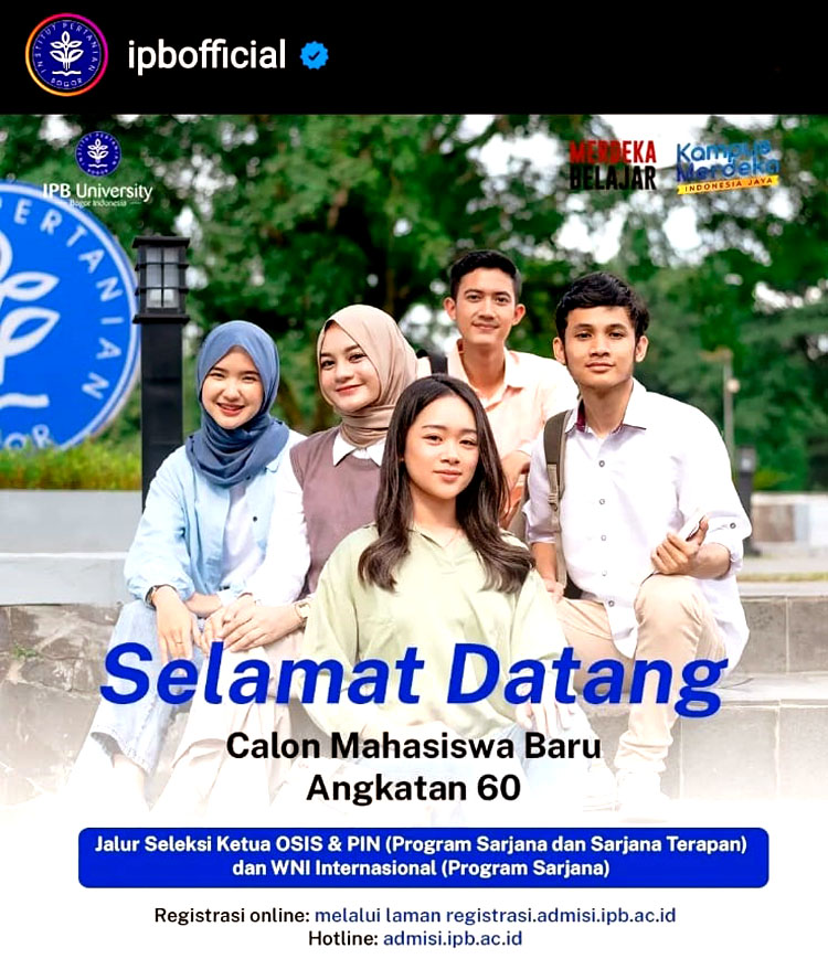 Ucapan selamat datang calon mahasiswa baru IPB Angkatan 60