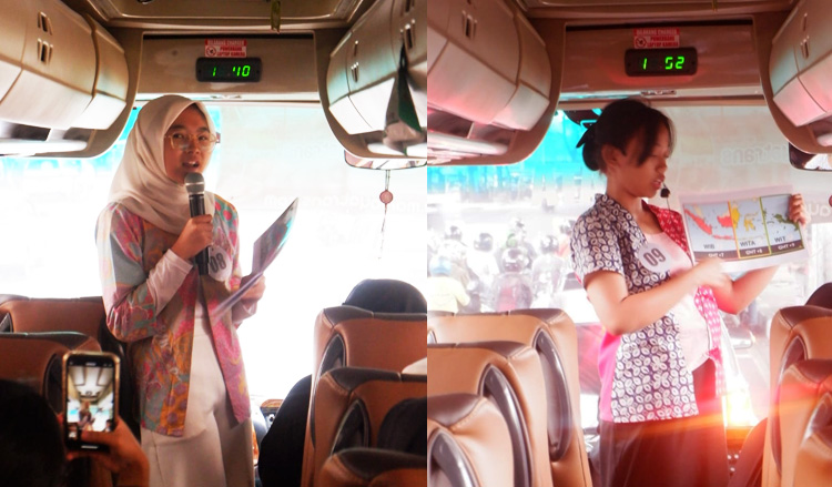 Dua peserta yang sedang mengikuti guiding competition