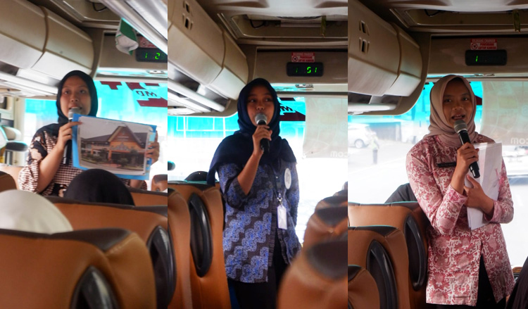 Tiga peserta yang sedang mengikuti guiding competition - (Sumber: Humas STIEPAR YAPARI)