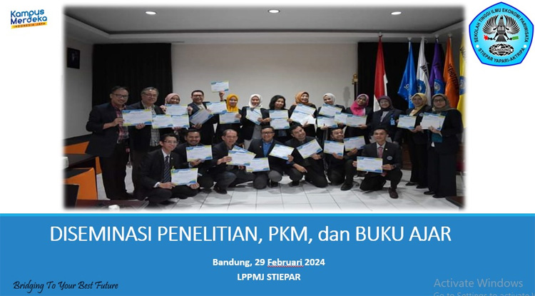 Para dosen STIEPAR YAPARI Bandung yang melakukan diseminasikan hasil penelitian, PkM dan Buku Ajar pada Kamis (29/02/2024) kemarin