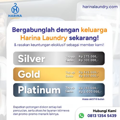 paket member dan non member silver, gold, premium Harinalaundry.com