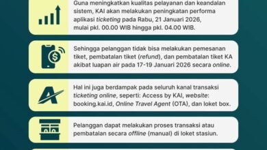 Photo of KAI Lakukan Migrasi Sistem Pemesanan Online, Seluruh Channel Pemesanan Online Tidak Dapat Diakses pada Rabu, 21 Januari 2026 Pukul 00.00–04.00 WIB