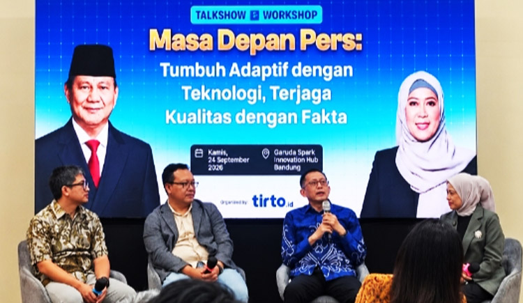 Suasana talk show bertajuk “Masa Depan Pers: Tumbuh Adaptif dengan Teknologi, Terjaga Kualitas dengan Fakta” yang digelar di BLOCK 71 Bandung, Innovation Factory, Jalan Ir. H. Djuanda, Kota Bandung, Kamis (24/09/2026) - (Sumber: PMN)